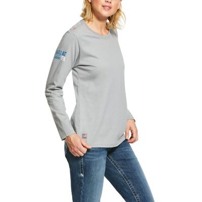 Ariat Work: FR Americana Graphic Camisetas Mujer - Plateadas (RSVWN1047)